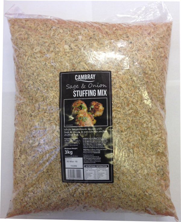 ST02 - Cambray Sage and Onion Stuffing Mix - 3x3kg